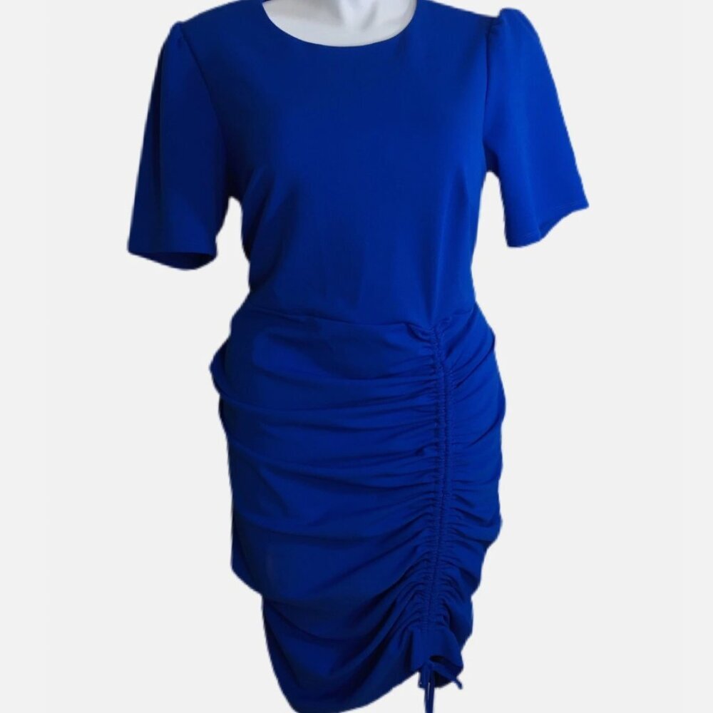 Rachel Roy Blue Cobalt Ruched Sheath Midi Plus Dress 16W